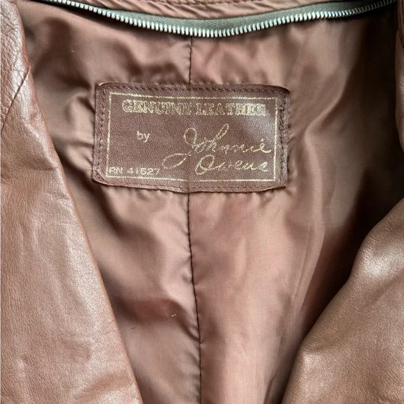 Vintage 1970’s Johnnie Owen’s Men’s Brown Leather Jacket - Genuine Leather - Picture 7 of 13